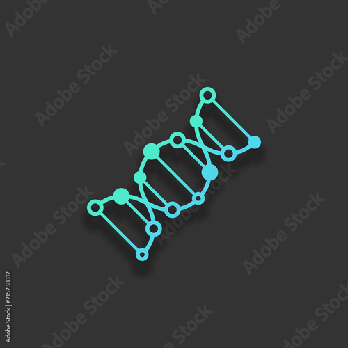 DNA icon. Colorful logo concept with soft shadow on dark backgro