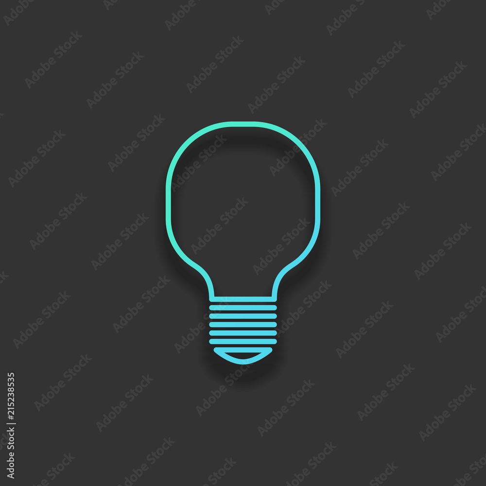 Light lamp icon. Colorful logo concept with soft shadow on dark Light lamp icon. Colorful logo concept with soft shadow on dark
