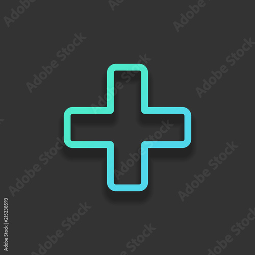 Medical cross icon. Colorful logo concept with soft shadow on da