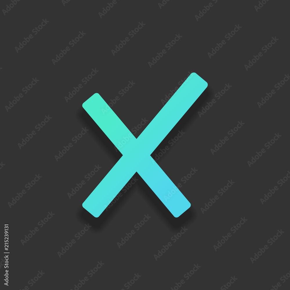Fototapeta premium Wrong mark icon. Colorful logo concept with soft shadow on dark