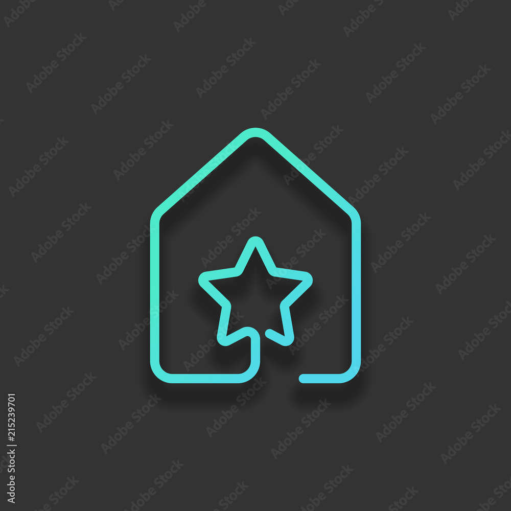 house with star icon. line style. Colorful logo concept with sof house with star icon. line style. Colorful logo concept with sof