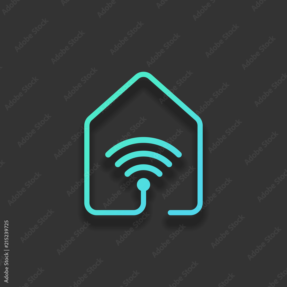 house with wifi icon. line style. Colorful logo concept with sof house with wifi icon. line style. Colorful logo concept with sof