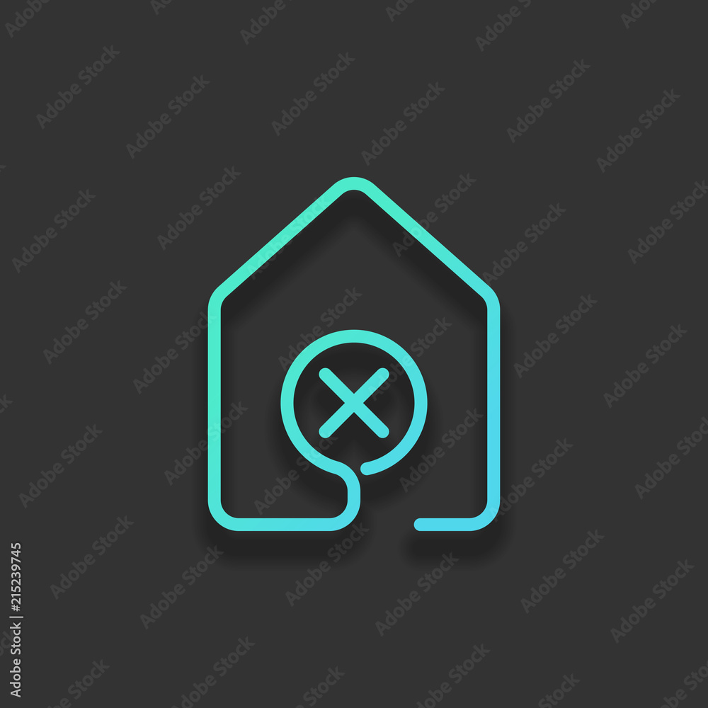 house with wrong mark icon. line style. Colorful logo concept wi house with wrong mark icon. line style. Colorful logo concept wi