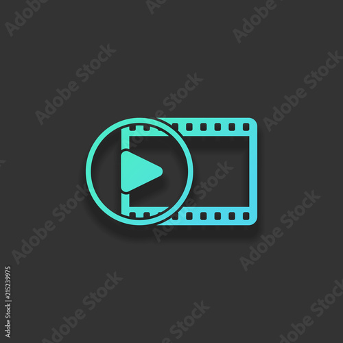 movie strip with play symbol in circle. simple silhouette. Color