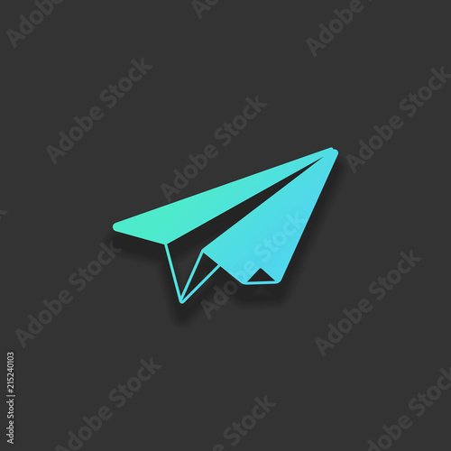 paper plane. origami glider. Colorful logo concept with soft sha