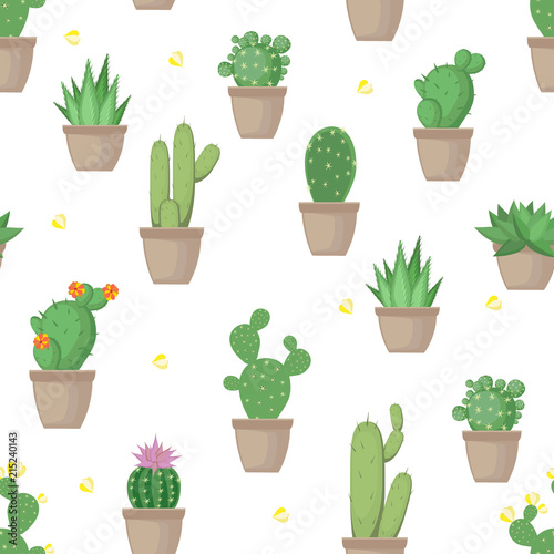 Succulent and cactus seamless pattern, background. Vector illustration.