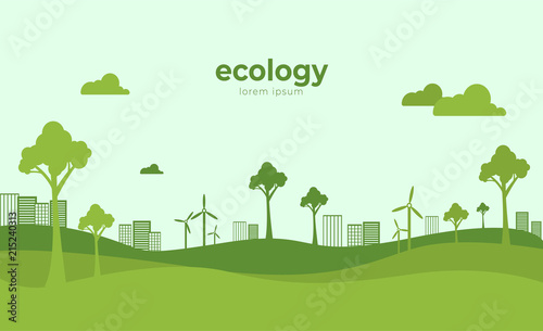 Green eco life flat art style