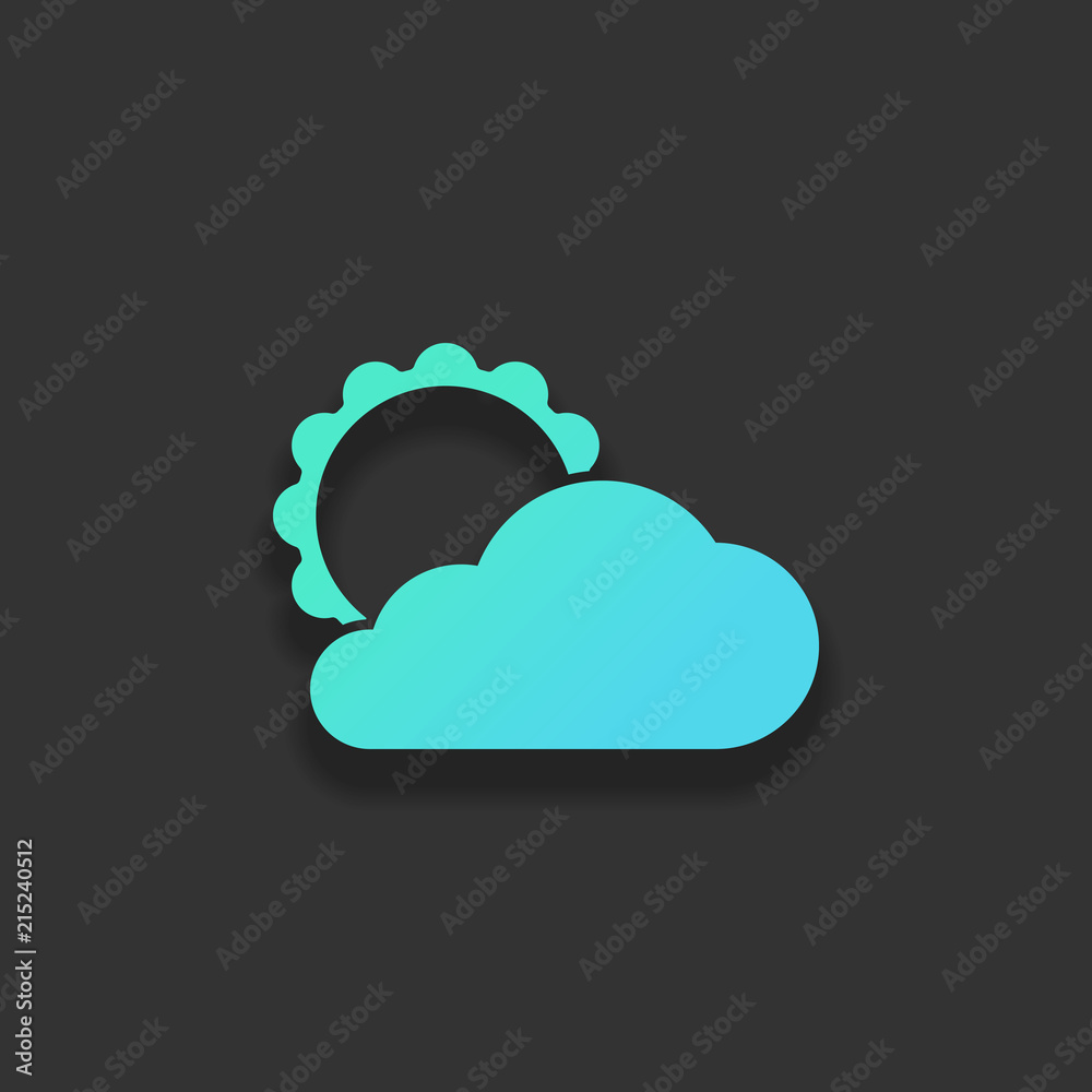 sun and cloud. Colorful logo concept with soft shadow on dark ba sun and cloud. Colorful logo concept with soft shadow on dark ba