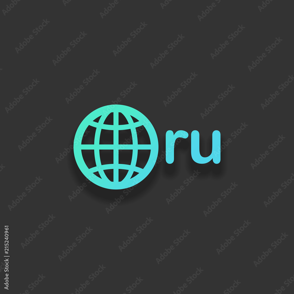 domain of Russia, globe and ru. Colorful logo concept with soft domain of Russia, globe and ru. Colorful logo concept with soft