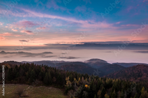 Cold dusk in the Tatra Mountains in autumn,Poland