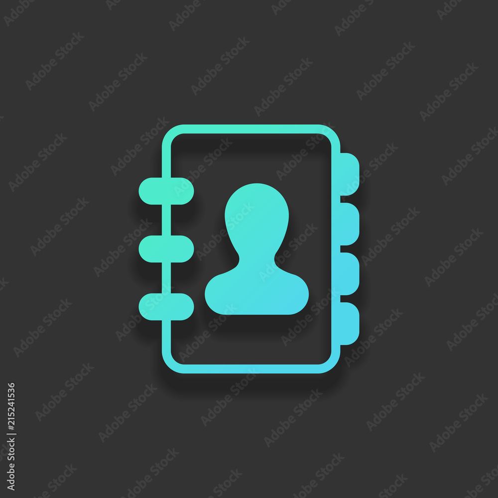 address book with person on cover. simple icon. Colorful logo co address book with person on cover. simple icon. Colorful logo co