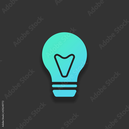 bulb, simple icon. Colorful logo concept with soft shadow on dar