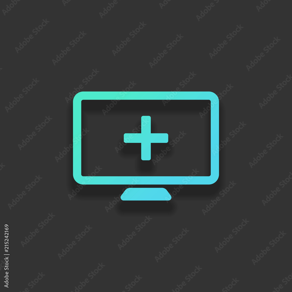 computer and medical cross, medical site. simple icon. Colorful computer and medical cross, medical site. simple icon. Colorful
