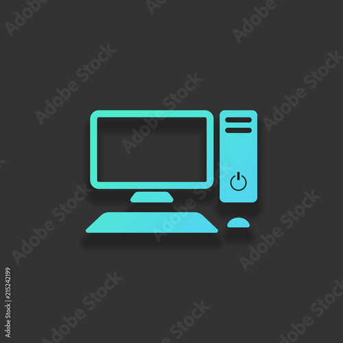 Personal computer, pc. System unit, monitor, keyboard and mouse.