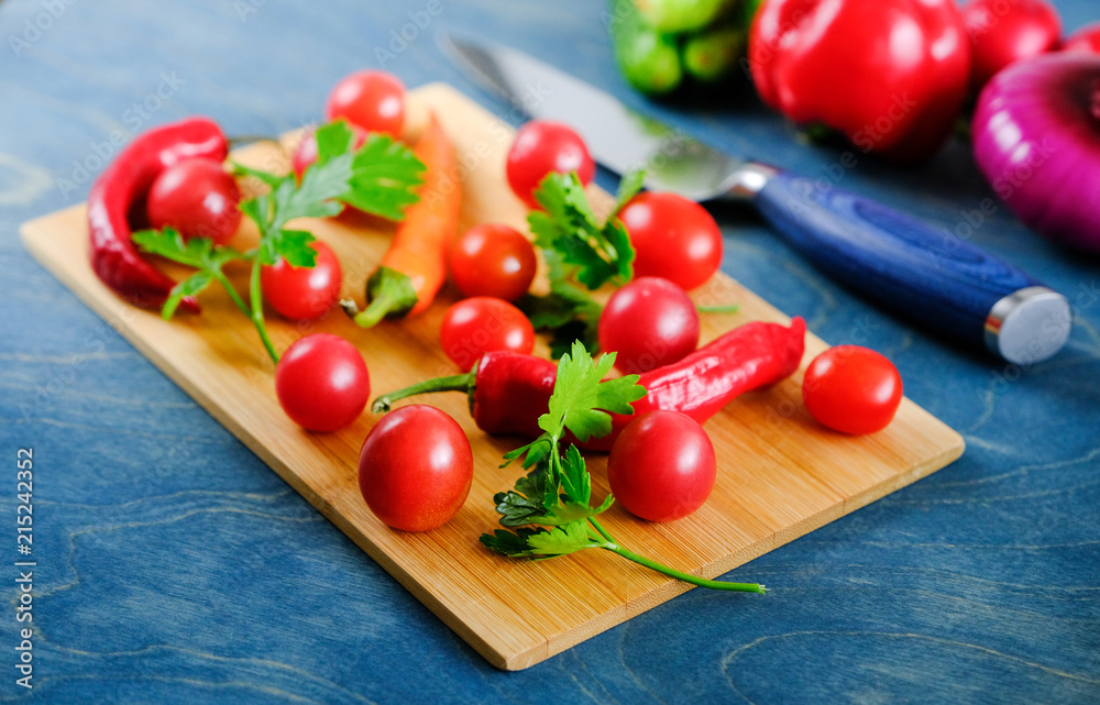 Fresh and raw vegetables for a salad Fresh and raw vegetables for a salad
