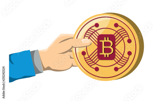 hand with bitcoin design