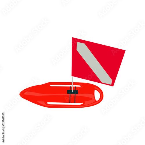 Buoy with diving flag. Abstract concept, icon. Vector illustration on white background.