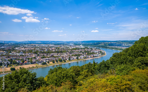 Landscape of Rhein river from Koblenz castel.
