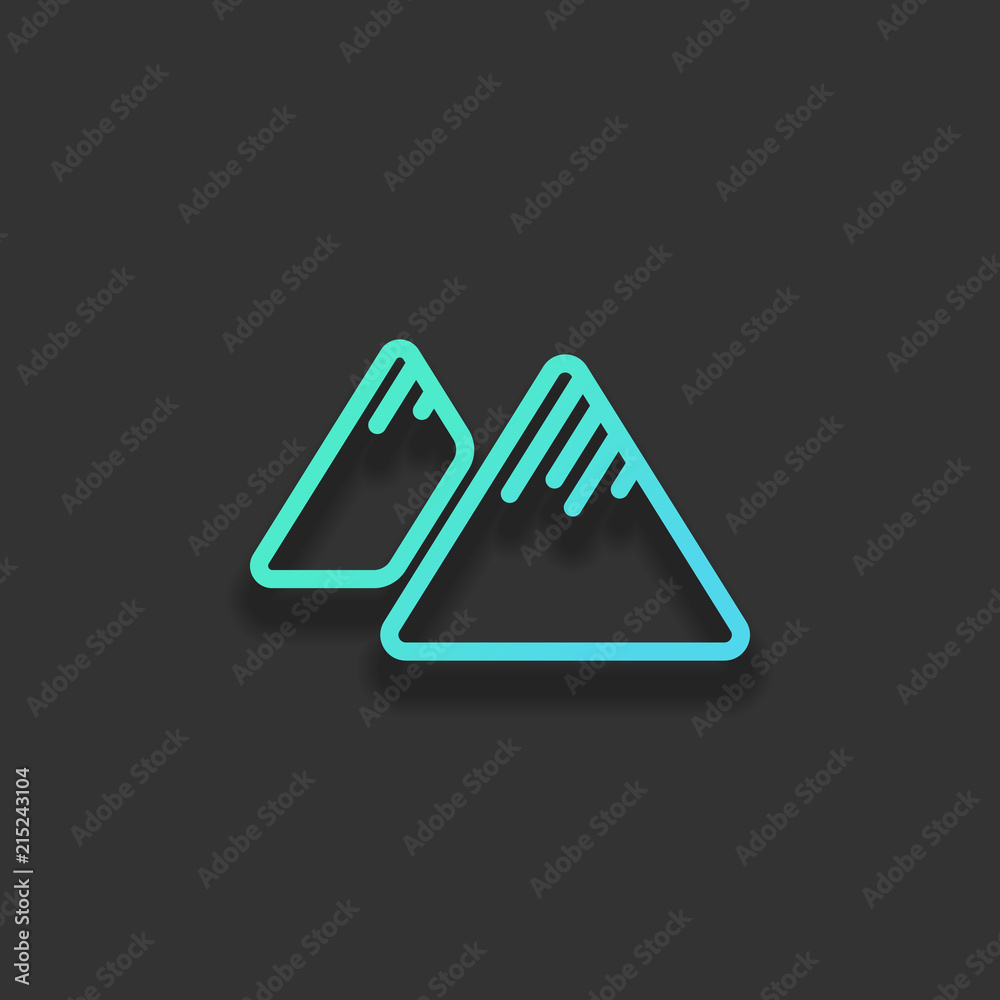Mountains icon. Linear style with thin outline. Colorful logo co Mountains icon. Linear style with thin outline. Colorful logo co