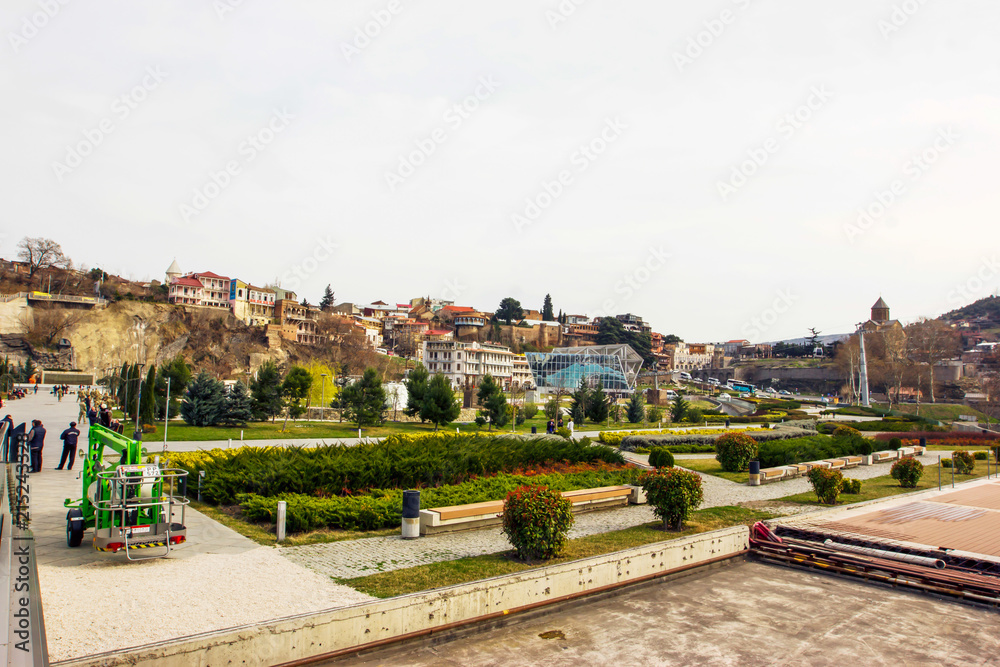 TBILISI, GEORGIA - MARCH 11, 2016: View of Tbilisi park, the Capital of Georgia