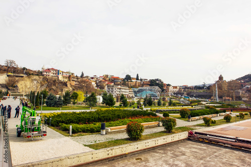 TBILISI, GEORGIA - MARCH 11, 2016: View of Tbilisi park, the Capital of Georgia