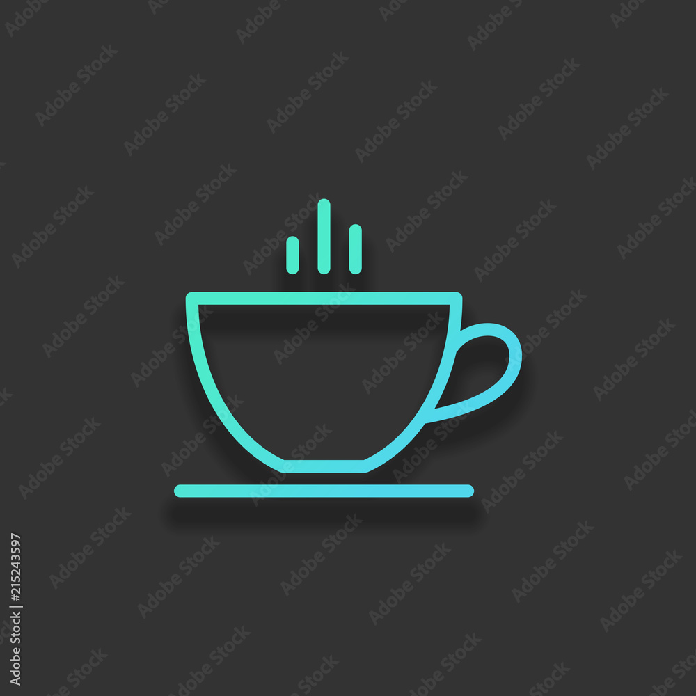 Simple cap of coffee or tea. Linear icon with thin outline. Colo Simple cap of coffee or tea. Linear icon with thin outline. Colo