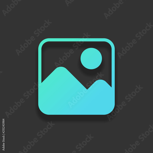 Simple picture icon. Colorful logo concept with soft shadow on d