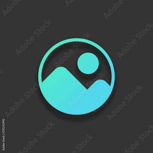 Simple picture icon. Colorful logo concept with soft shadow on d