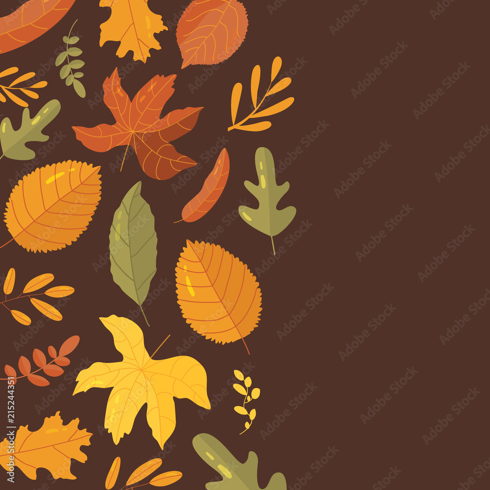 Autumn Leaf autumn banner flat design on dark brown background