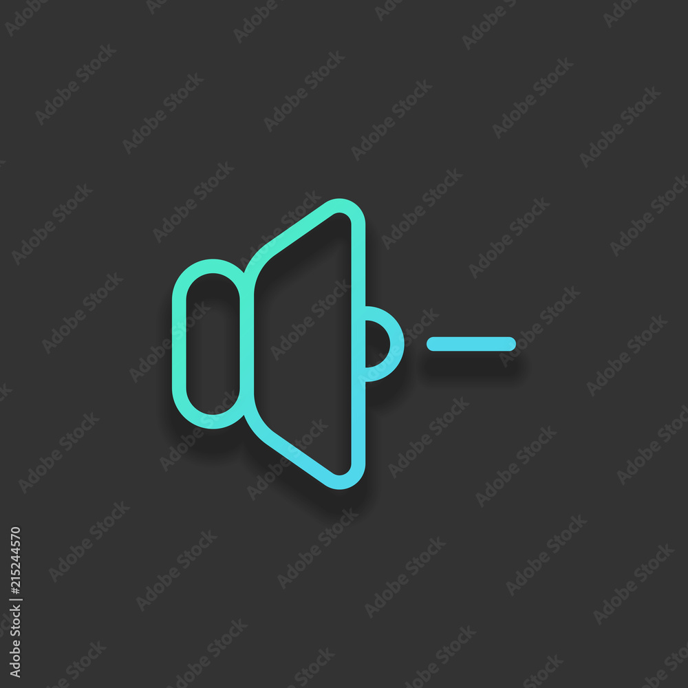 volume minus icon. Colorful logo concept with soft shadow on dar volume minus icon. Colorful logo concept with soft shadow on dar