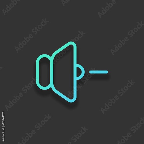 volume minus icon. Colorful logo concept with soft shadow on dar
