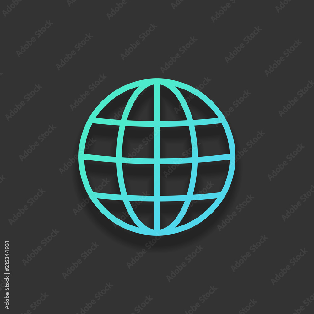 Simple globe icon. Linear, thin outline. Colorful logo concept w Simple globe icon. Linear, thin outline. Colorful logo concept w