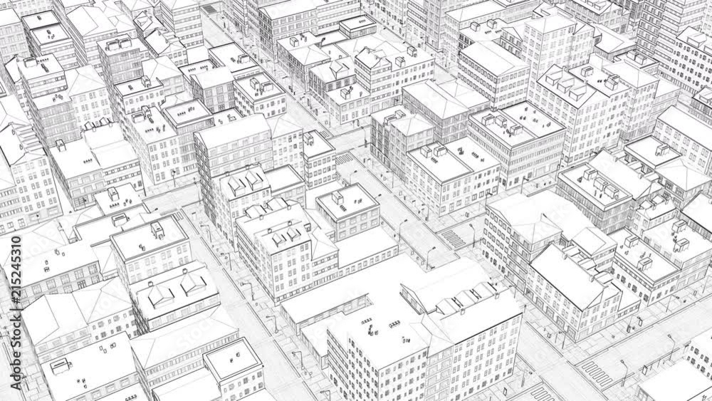 Wireframe white city build abstract architectural