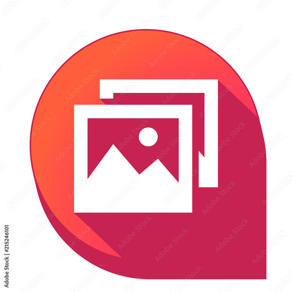 ikona z długim cieniem na tle strzałki pinezki