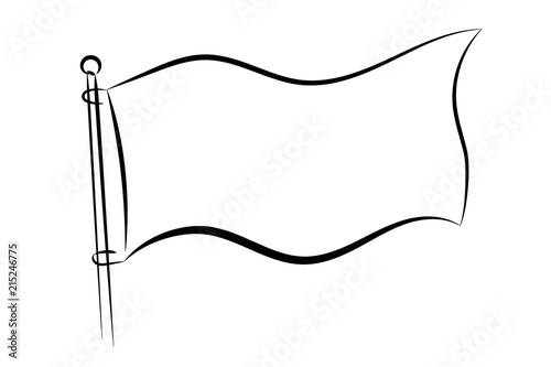 Vector flag illustration. Monochrome illustration of waving flag