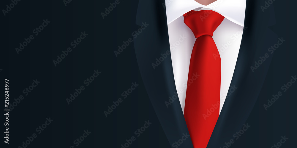 costume - homme - cravate rouge - veste noire - fond - arrière plan - mode,  présentation, business Stock Vector | Adobe Stock