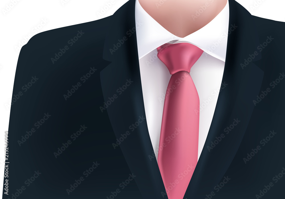 Vecteur Stock costume - homme - cravate rose - veste noire - fond -mode -  business - présentation | Adobe Stock