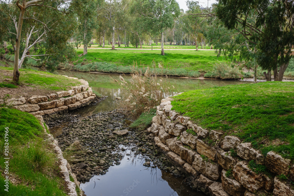 View of Yarkon Park at cloudy day, Tel Aviv, Israel