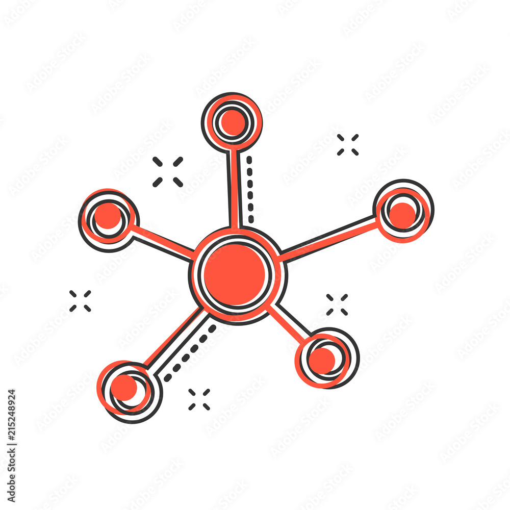 Vector cartoon social network, molecule, dna icon in comic style. Molecule sign illustration pictogram. Dna business splash effect concept. Vector cartoon social network, molecule, dna icon in comic style. Molecule sign illustration pictogram. Dna business splash effect concept.