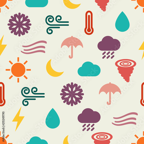 weather flat icons seamless pattern