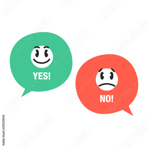 Choice yes or no with speaking bubbles and emotions. Easy to use for your website or presentation.