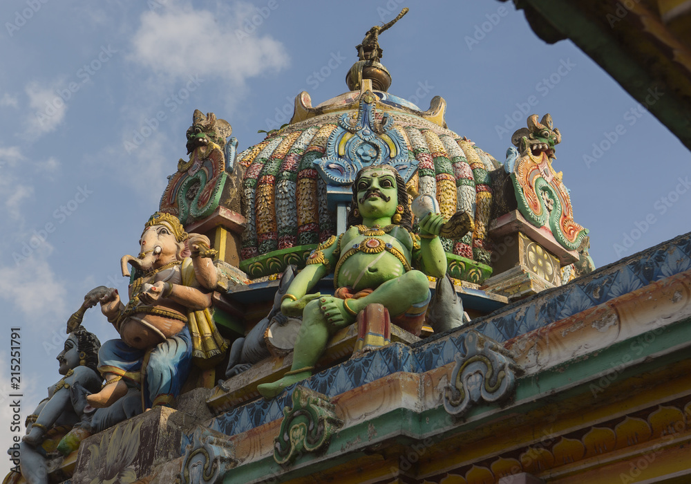 Fototapeta premium Ancient Hindu Pathirakali Amman temple in Trincomalee, Sri Lanka. Temple was built in honor of the goddess Badrakali (Bhadrakali)