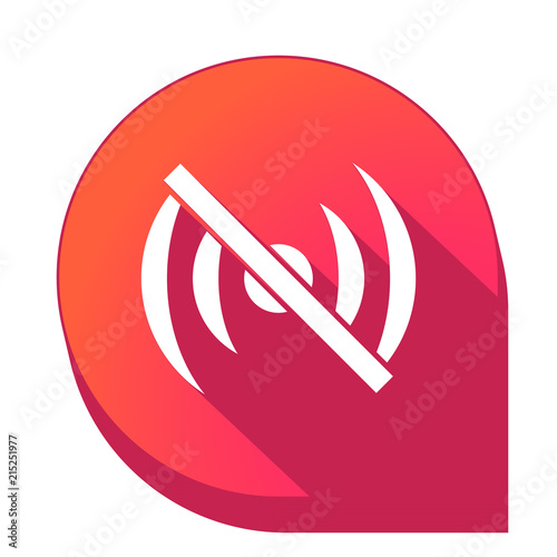 ikona z długim cieniem na tle strzałki pinezki