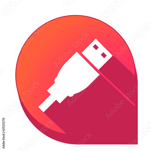 ikona z długim cieniem na tle strzałki pinezki