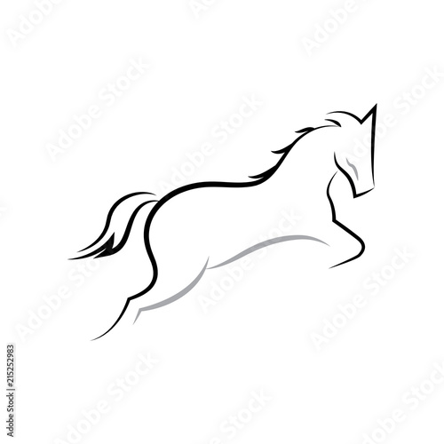 Prancing Horse Running Jumping Line Art Illustration