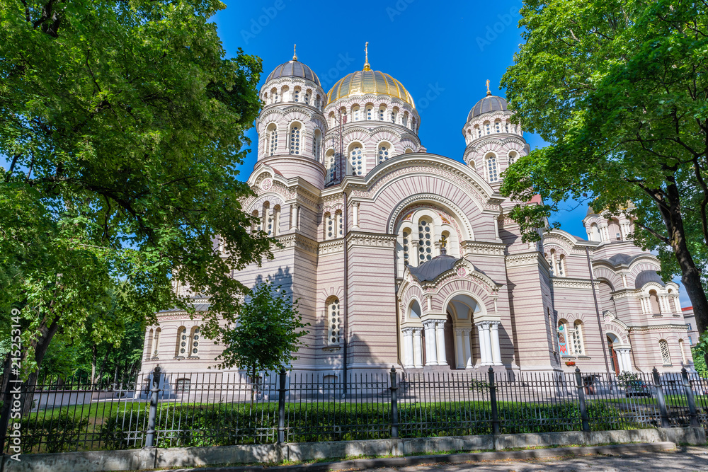 Riga Nativity of Christ Cathedral, Latvia was built in a Neo-Byzantine style between 1876 and 1883