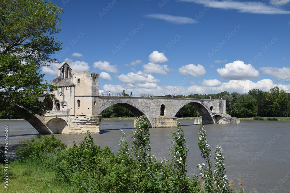 The famous St Benezet Bridge over the Rhone River in Avignon, Provence, France