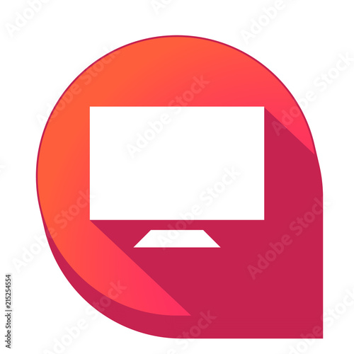 ikona z długim cieniem na tle strzałki pinezki