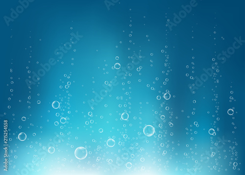Murais de parede Undersea  blue  fizzing air, water or oxygen  bubbles vector texture