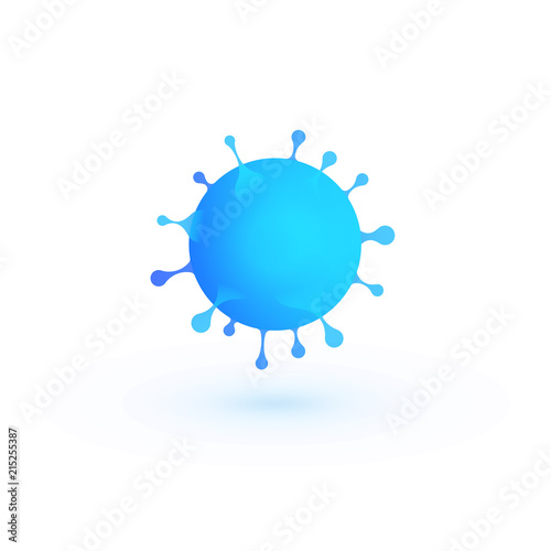 Virus 3d vector illustration, blue bacteria abstract icon, infection symbol